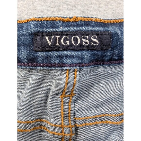 Vigoss Gwen Kick Flare Jeans Womens 27x26 Blue High Rise Raw Hem Distressed - Picture 13 of 16